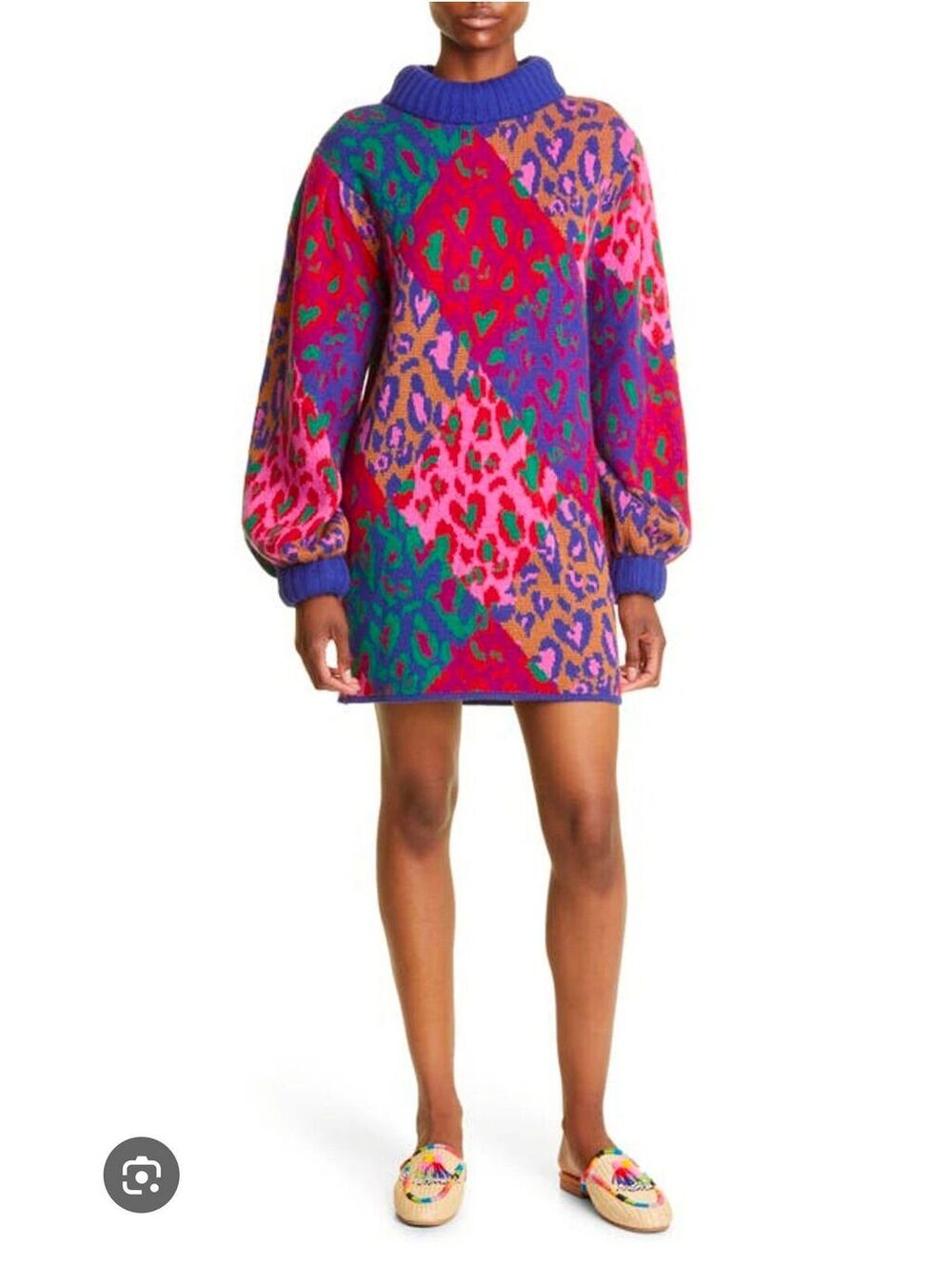 $289| Sz.M |NWT|FARM RIO Mixed Leopard Pop Long Sleeve Sweater Dress